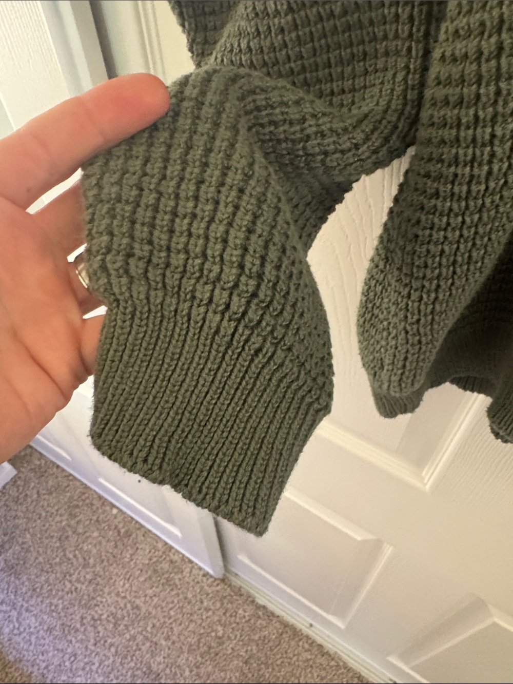 Vintage Browning Men's Olive Green Knit Sweater - Casual Waffle Crewneck - Picture 9 of 10